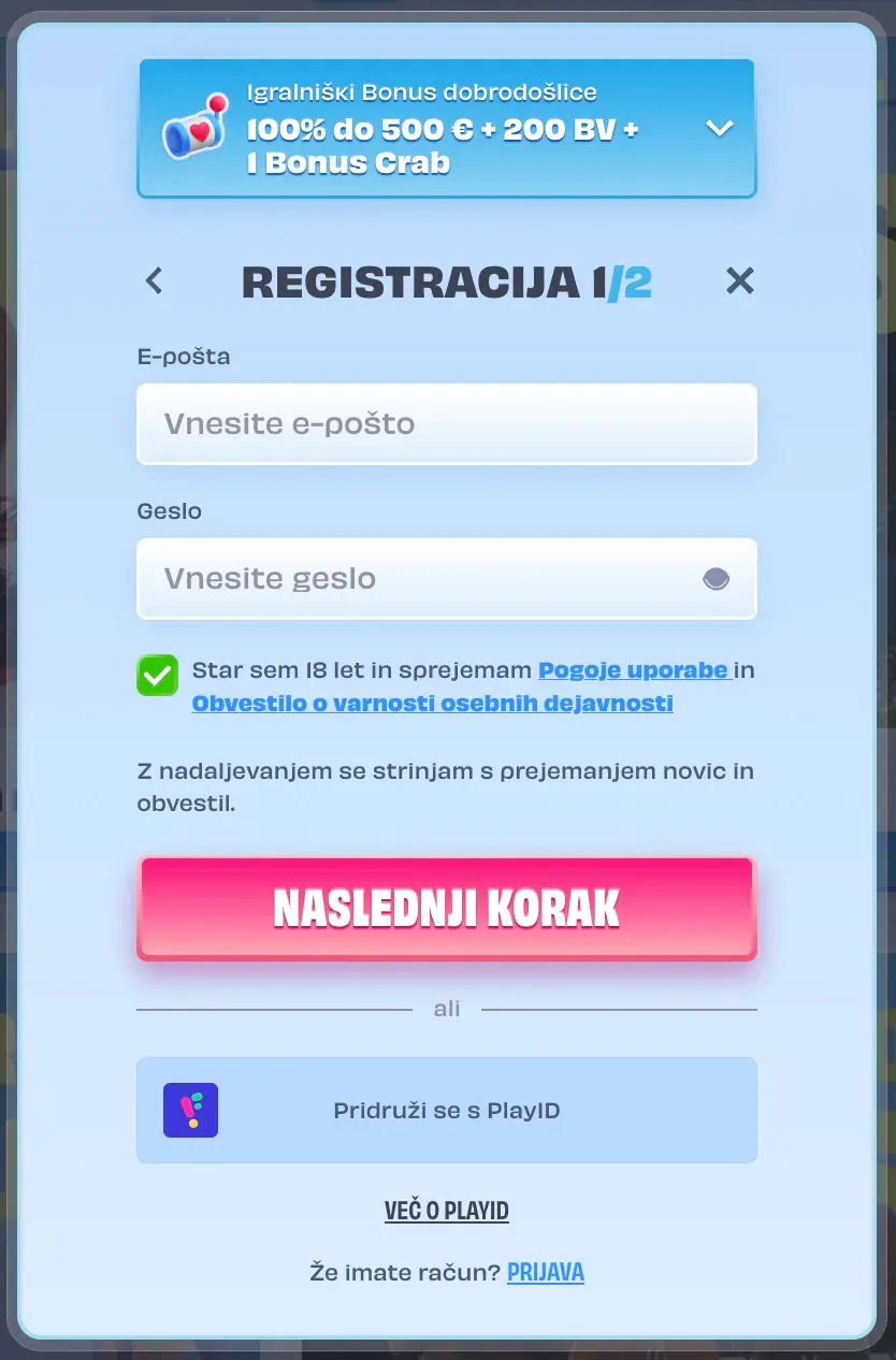Registracija v casino Onlyspins